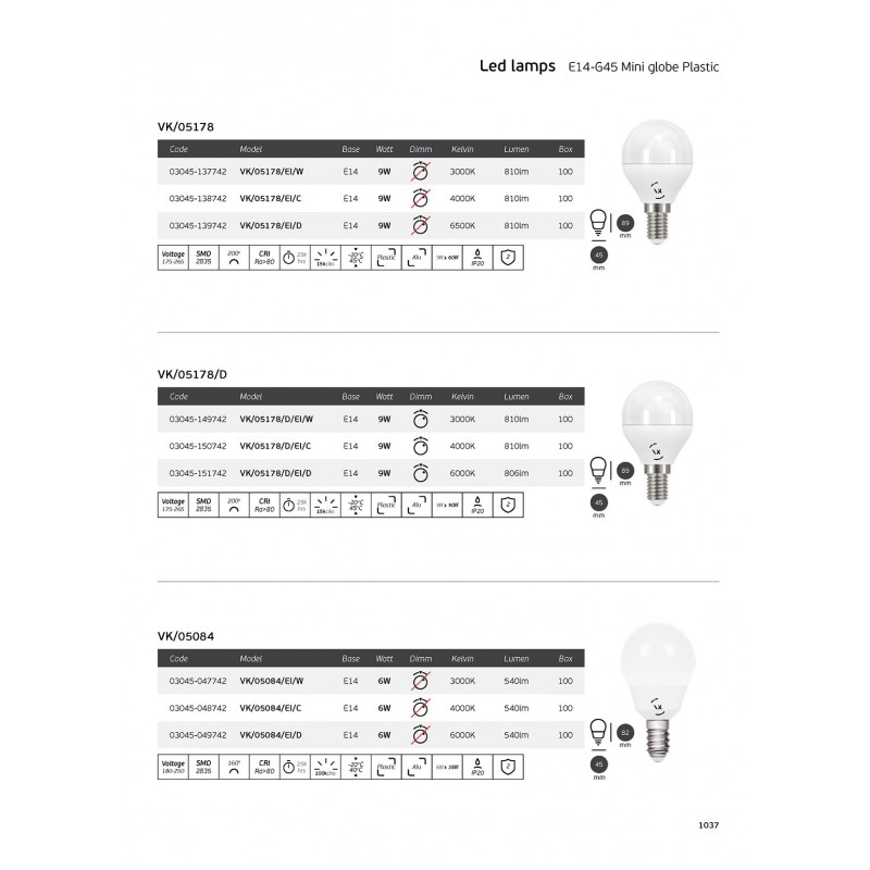 LED КРУШКА V-TAC VT-2012 9W E27 4000K LED КРУШКА V-TAC VT-2012 9W E27 4000K