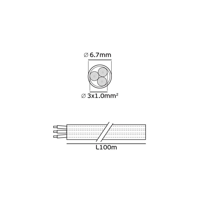 КАБЕЛ ЗА УДЪЛЖИТЕЛ H03VV-F 3X1.0 БЯЛ