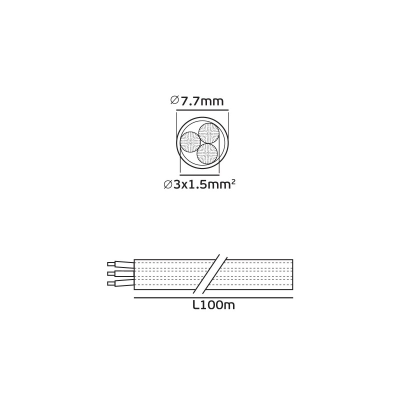 КАБЕЛ ЗА УДЪЛЖИТЕЛ H03VV-F 3X1.5 БЯЛ КАБЕЛ ЗА УДЪЛЖИТЕЛ H03VV-F 3X1.5 БЯЛ