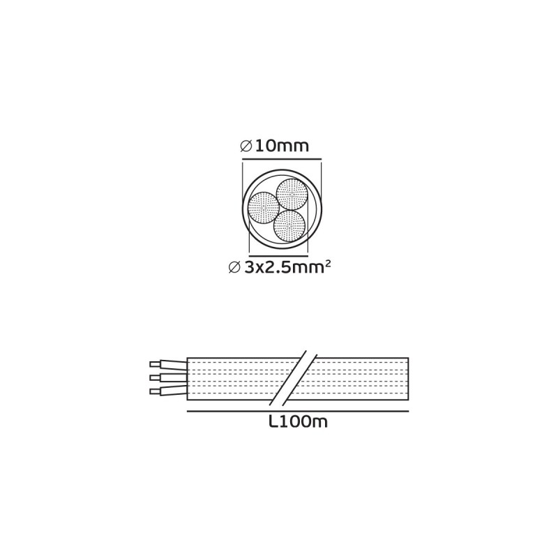 КАБЕЛ ЗА УДЪЛЖИТЕЛ H03VV-F 3X2.5 БЯЛ КАБЕЛ ЗА УДЪЛЖИТЕЛ H03VV-F 3X2.5 БЯЛ