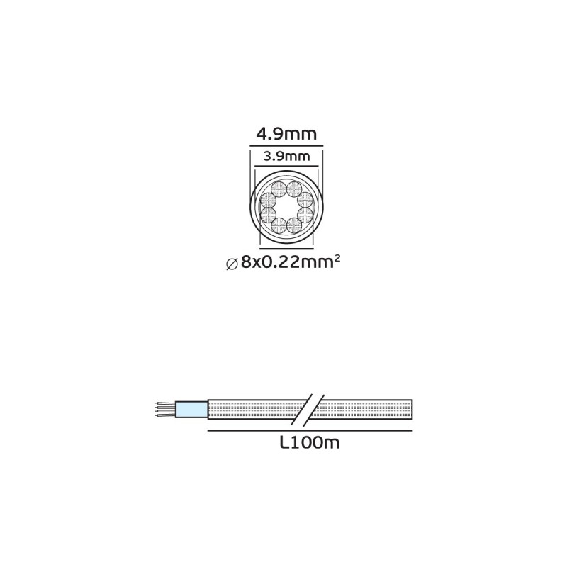 КОМПЛЕКТ КАБЕЛ VK AL 8X0.22 БЯЛ КОМПЛЕКТ КАБЕЛ VK AL 8X0.22 БЯЛ