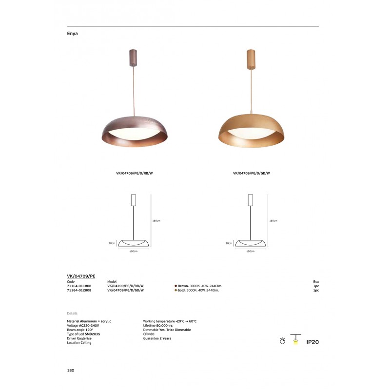 LED ЛУНА VK/04709/PE/D/RB/W