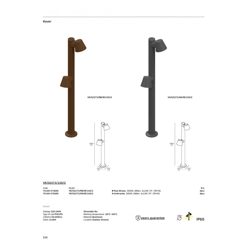 LED ЛАМПА VK/02273/AN/W/100/2