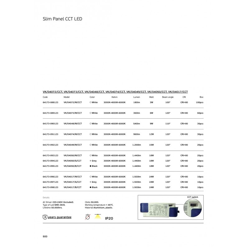 ВГРАДЕН LED ПРОЖЕКТОР VK 04050 CCT