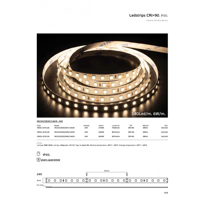LED ЛЕНТА VK 24V 2835 940 140LED/M 6M LED ЛЕНТА VK 24V 2835 940 140LED/M 6M