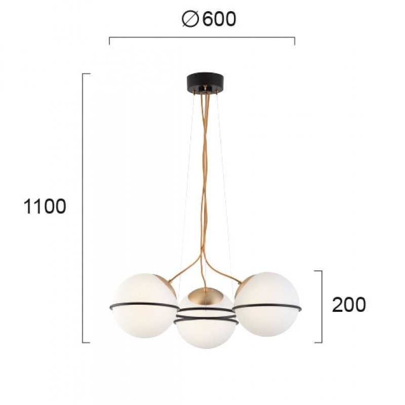 ПЕНДЕЛ FERERO 3 X E27 LED 12W БЯЛ/ЗЛАТИСТ
