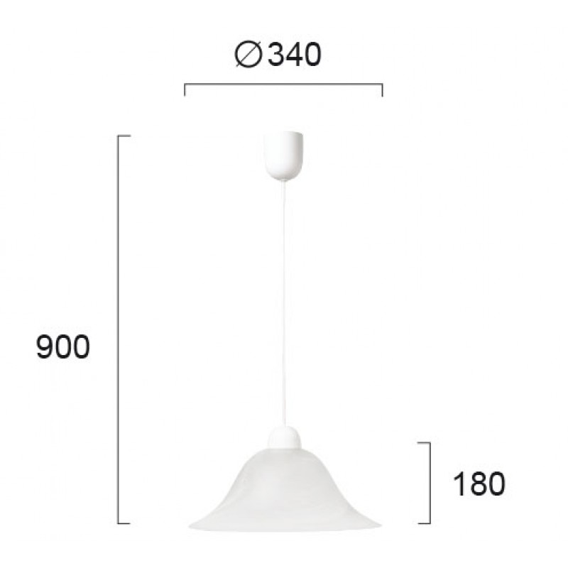 ПЕНДЕЛ DUET БЯЛ СТЪКЛО/PVC E27 MAX 42W IP20