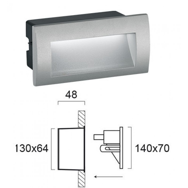 ВГРАДЕНА СТЕННА ЛАМПА RIVA LED 3,6W СИВ