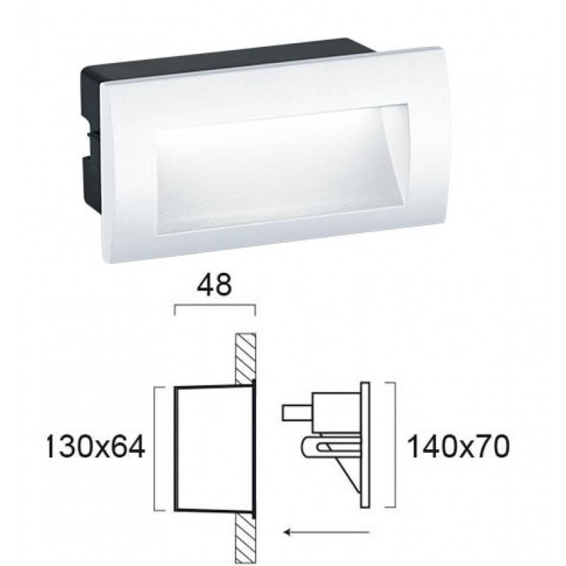 ВГРАДЕНА СТЕННА ЛАМПА RIVA LED 3,6W БЯЛА IP65