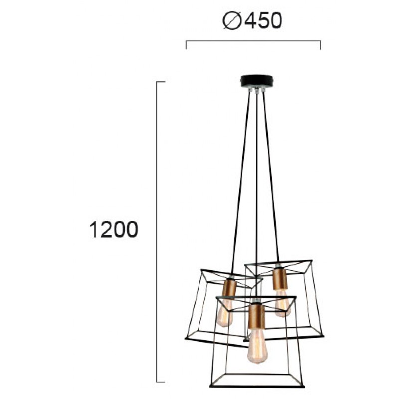 ПЕНДЕЛ AGATHA 3X60W E27 ЧЕРЕН