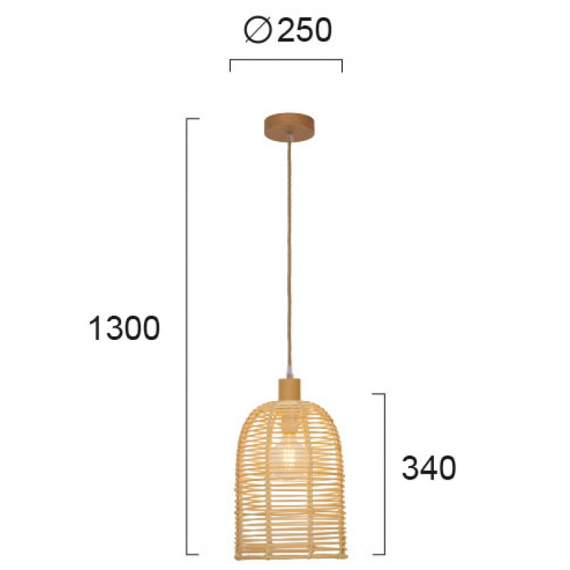 ВИСЯЩО ОСВЕТИТЕЛНО ТЯЛО BELL RATTAN / WOOD