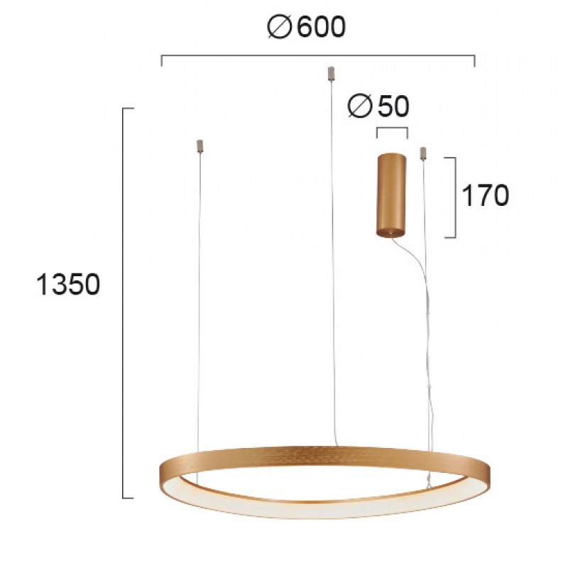 ПЕНДЕЛ LOOP LED 48W БРУШЕНО ЗЛАТО 3000K