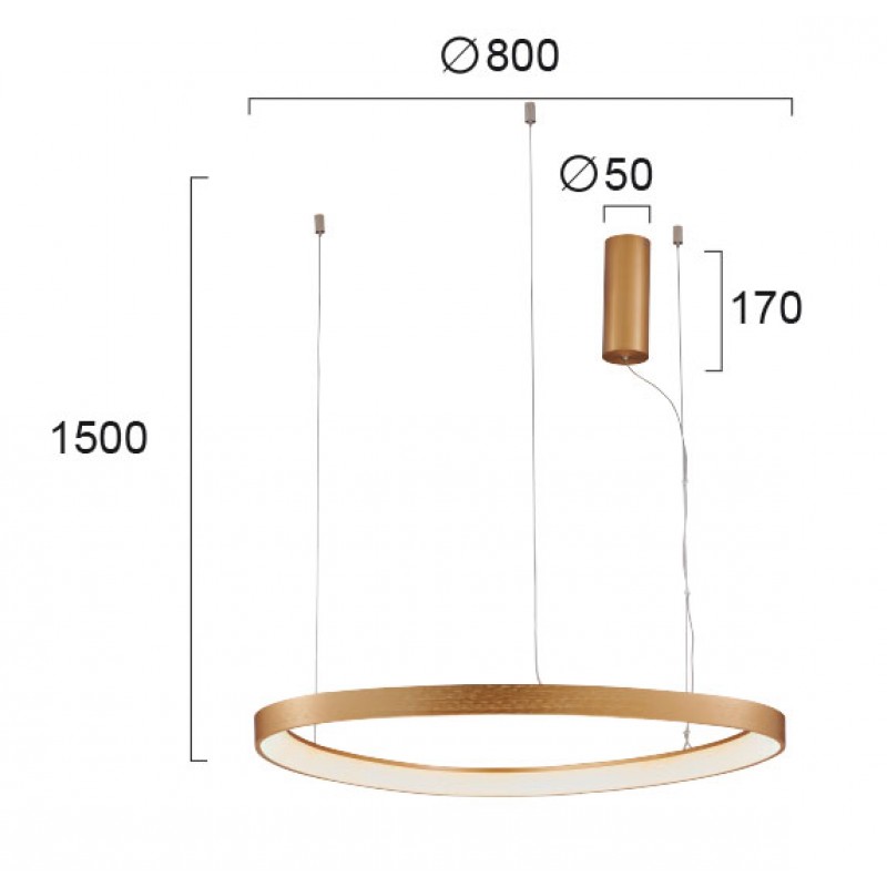 ПЕНДЕЛ LOOP LED МОДУЛ 60W БРУШЕНО ЗЛАТО