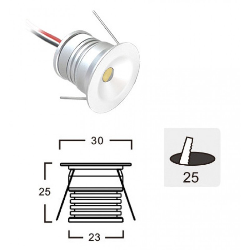 ВГРАДЕНА СТЕННА/ТАВАННА ЛАМПА БЯЛА ROYAL LED 1W IP65