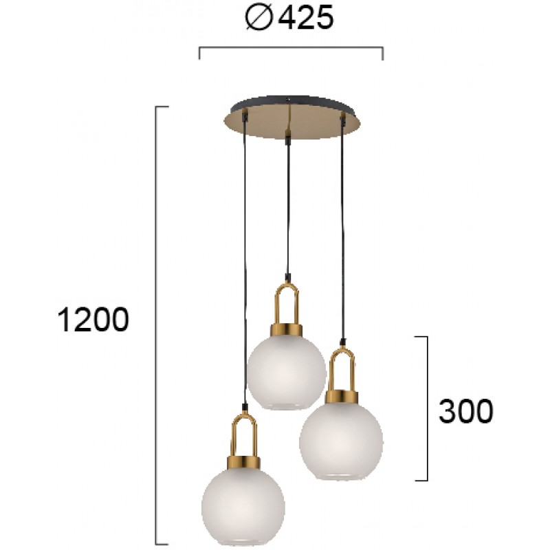ПЕНДЕЛ DORIA БЯЛ/МЕСИНГ 3 X E27 60W IP20 ПЕНДЕЛ DORIA БЯЛ/МЕСИНГ 3 X E27 60W IP20