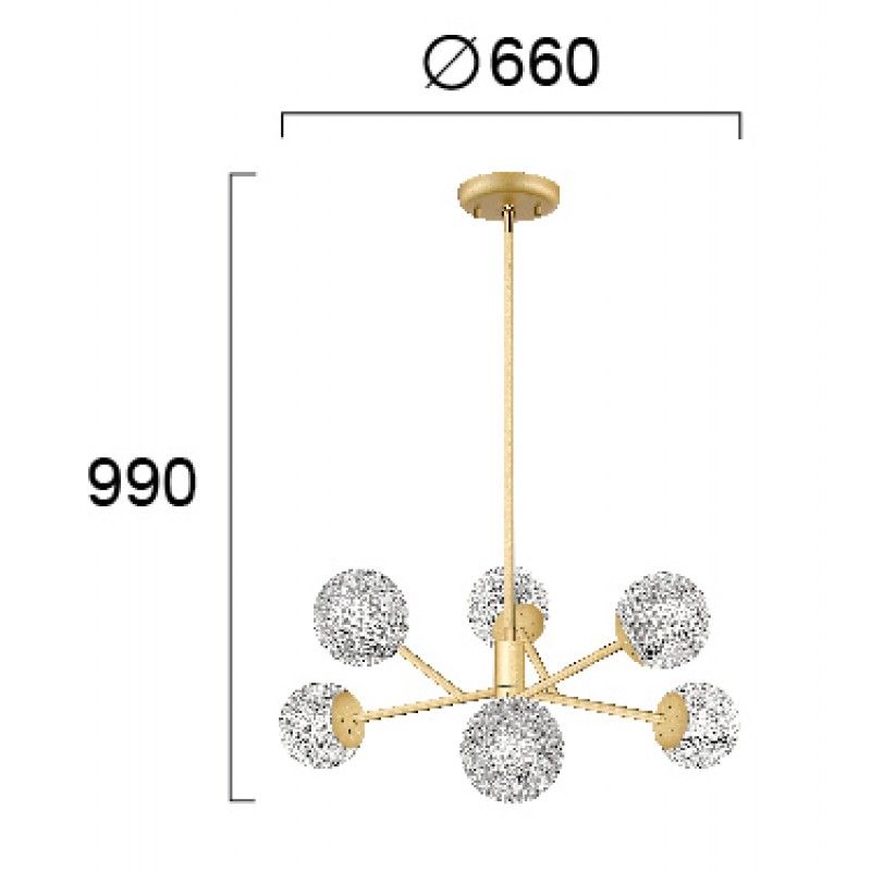 ПЕНДЕЛ DIAMOND G9 LED 6 X MAX 3W ЗЛАТИСТ ПЕНДЕЛ DIAMOND G9 LED 6 X MAX 3W ЗЛАТИСТ