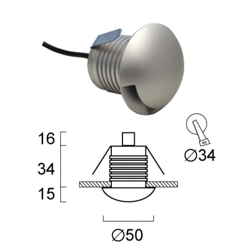 ВГРАДЕН СПОТ ЕРИК LED МОДУЛ 3W АЛУМИНИЙ МАТ IP67 12-24V