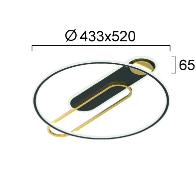 LED ПЛАФОН QUEEN КРЪГЪЛ 48W 3000K ЧЕРЕН/ЗЛАТИСТ