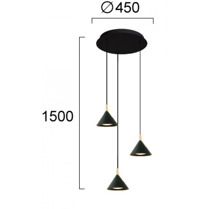 ВИСЯЩА ЛАМПА JOLLY 3XLED 25W 3000K ЧЕРЕН/ЗЛАТЕН