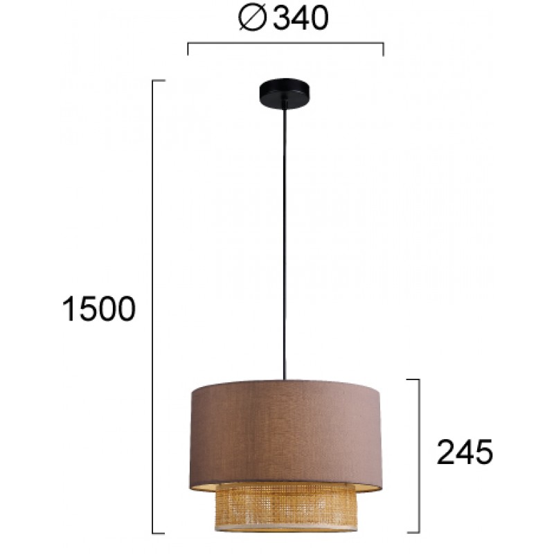 ВИСЯЩА ЛАМПА RIKA E27 1X40W СИВА/НАТУРАЛНА ВИСЯЩА ЛАМПА RIKA E27 1X40W СИВА/НАТУРАЛНА