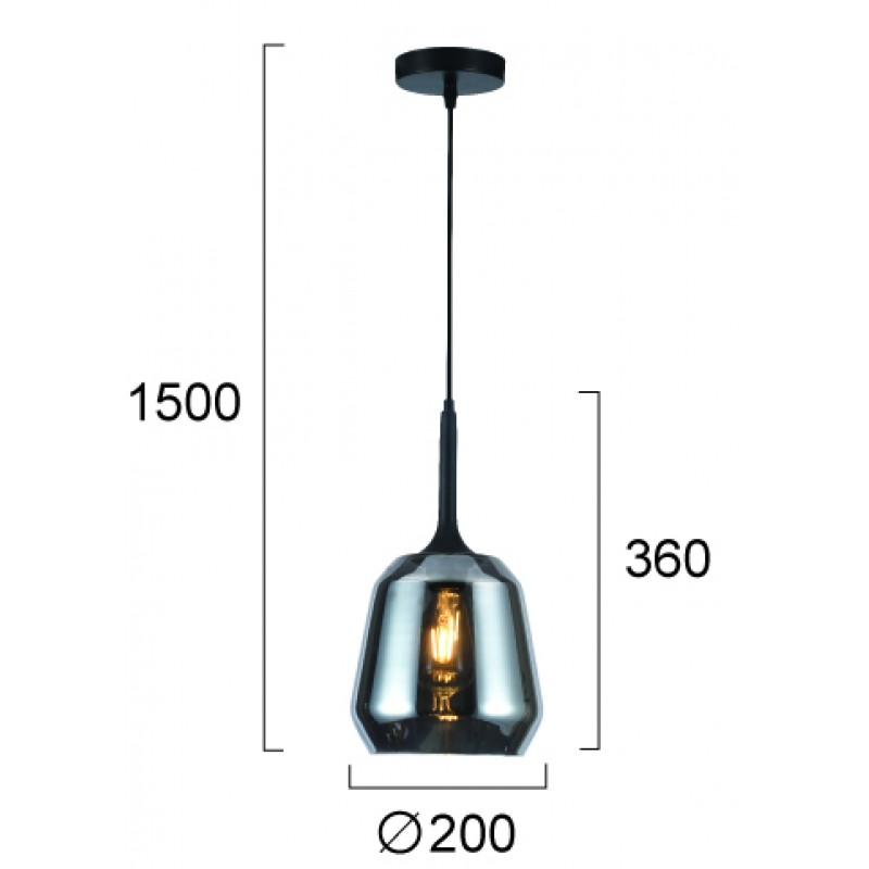 ВИСЯЩА ЛАМПА MAEVA E27 1X40W ДИМЕНСИЯ 200/1500