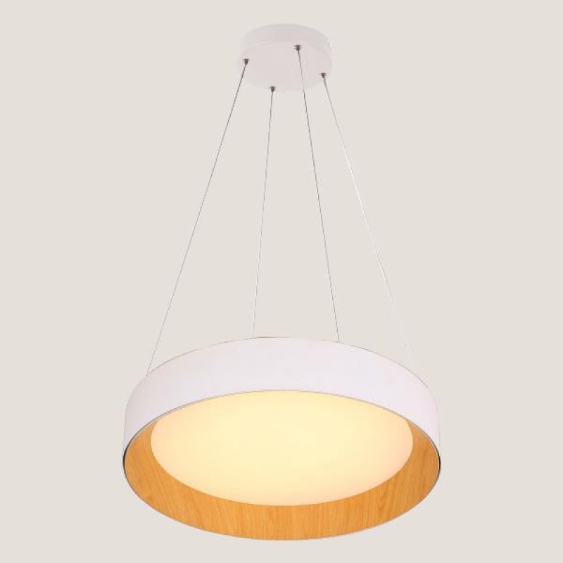 LIGHT FIXTURES HANGING ROUND LED 30W 3000Κ Φ45x11 WHITE/WOOD OAK 144-17022