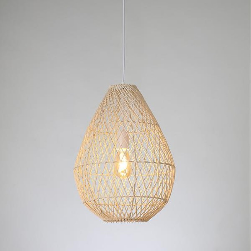 LIGHT FIXTURES HANGING SIMPLE E27 MAX 60W D37x200 RATTAN NATURAL COLOUR 144-33019