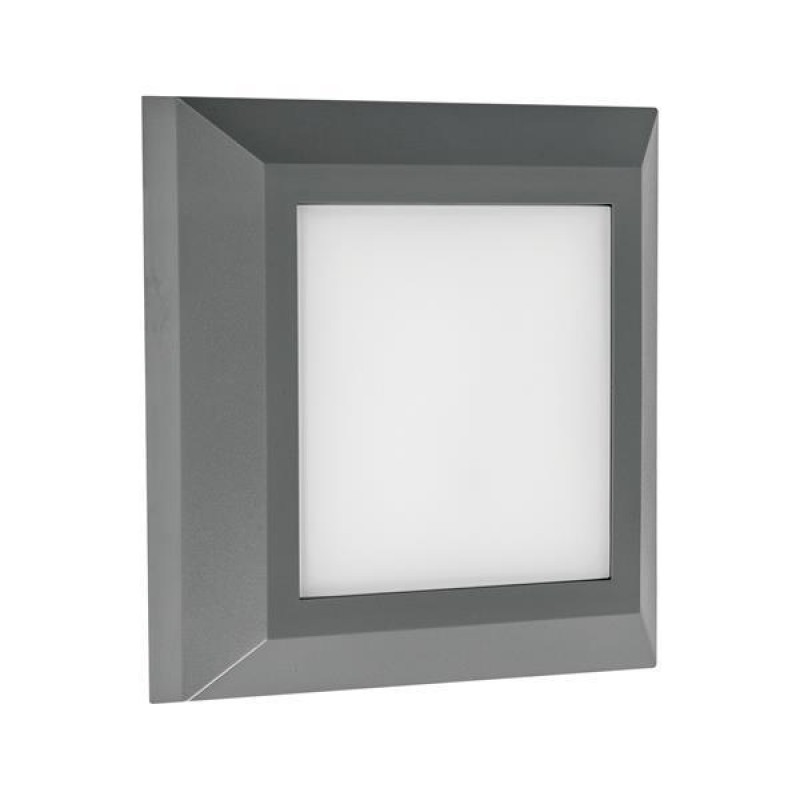 LED СТЪПКОВО ОСВЕТЛЕНИЕ ЗА СТЕНА 3W IP65 3CCT 125X125MM ТЪМНО СИВО