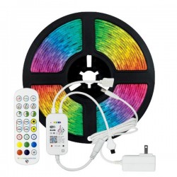 LED ЛЕНТА КОМПЛЕКТ 5 МЕТРА RGB 12V + ЗАХРАНВАНЕ + WIFI КОНТРОЛЕР С МУЗИКА IP20