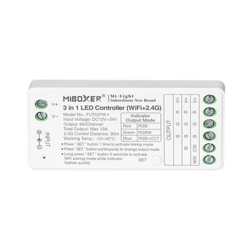 КОНТРОЛЕР RF WIFI RGB-RGBW 12V/120W 24V/240W КОНТРОЛЕР RF WIFI RGB-RGBW 12V/120W 24V/240W