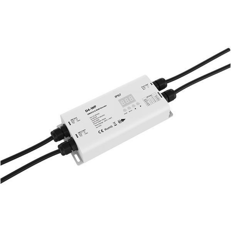 DMX512/RDM ДЕКОДЕР RGBW 5A*4CH 12-24VDC MAX20A IP65 D4-WP