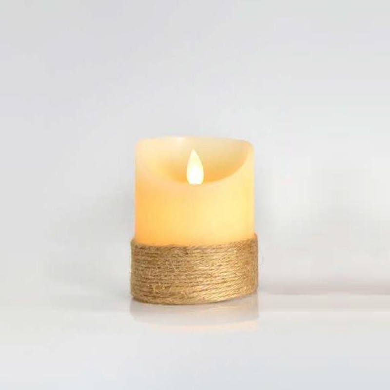 DECO LED CANDLE WITH ROPE, BATTERY, FLICKERING FLAME, TIMER, IVORY, 7,5x10cm 147-15076 DECO LED CANDLE WITH ROPE, BATTERY, FLICKERING FLAME, TIMER, IVORY, 7,5x10cm 147-15076