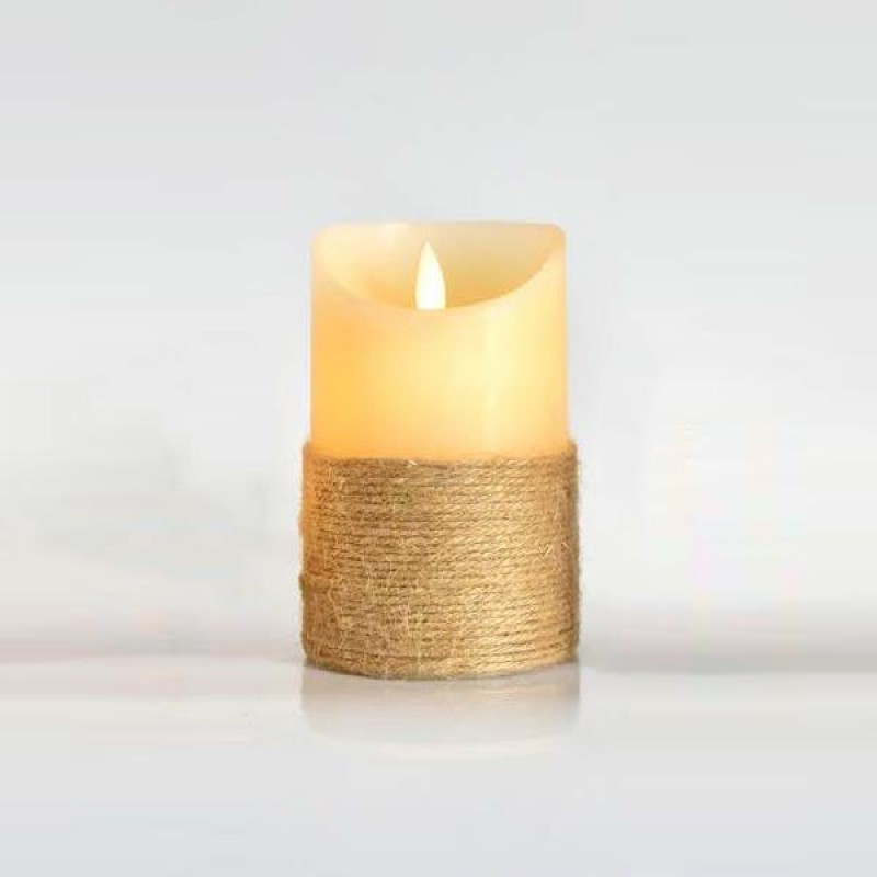 DECO LED CANDLE WITH ROPE, BATTERY, FLICKERING FLAME, TIMER, IVORY, 7,5x12,5cm 147-15077 DECO LED CANDLE WITH ROPE, BATTERY, FLICKERING FLAME, TIMER, IVORY, 7,5x12,5cm 147-15077