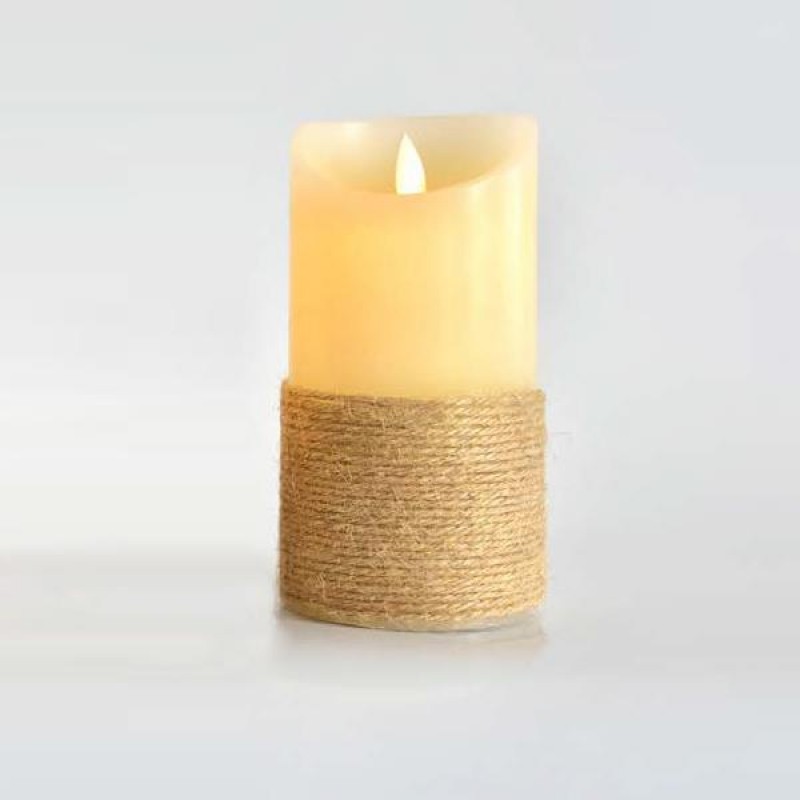 DECO LED CANDLE WITH ROPE, BATTERY, FLICKERING FLAME, TIMER, IVORY, 7,5x15cm 147-15078 DECO LED CANDLE WITH ROPE, BATTERY, FLICKERING FLAME, TIMER, IVORY, 7,5x15cm 147-15078