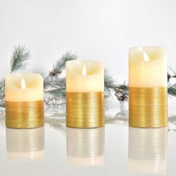 LED NIGHT LIGHT WITH MOVEMENT IN FLAME, IVORY WITH GOLD, WITH TIMER, 7,5x10cm 147-15097