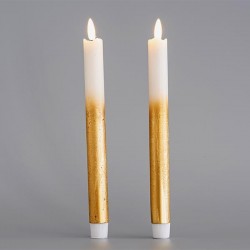 BATTERY OPERATED CANDLE, WITH MOVING FLAME, GOLD SET 2 PCS, 2,2x24cm 147-15102