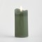 BATTERY OPERATED CANDLE, WITH FLAME, GREEN, WITH TIMER, 5x10cm 147-15107