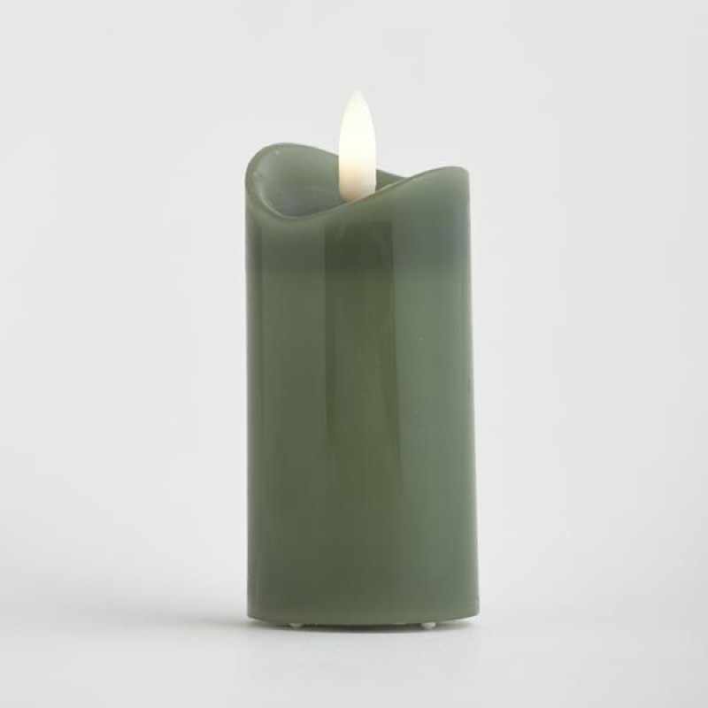 BATTERY OPERATED CANDLE, WITH FLAME, GREEN, WITH TIMER, 5x10cm 147-15107 BATTERY OPERATED CANDLE, WITH FLAME, GREEN, WITH TIMER, 5x10cm 147-15107