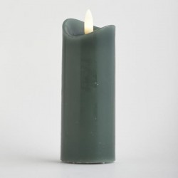 BATTERY OPERATED CANDLE, WITH FLAME, GREEN, WITH TIMER, 5x12,5cm 147-15108