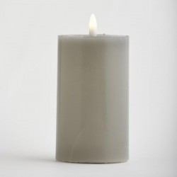 BATTERY OPERATED CANDLE, WITH FLAME, GREY, WITH TIMER, 7x12,5cm 147-15112