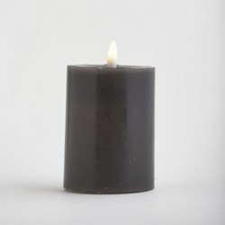 BATTERY OPERATED CANDLE, WITH FLAME, DARK GREY, WITH TIMER, 7x10cm 147-15114