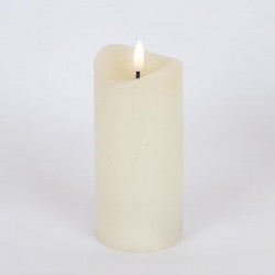 BATTERY OPERATED CANDLE, WITH FLAME, WHITE WITH TIMER, 7x12,5cm 147-15121