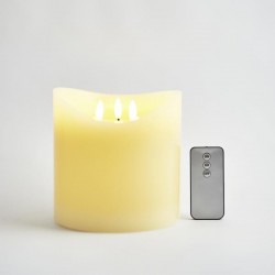 BATTERY OPERATED CANDLE, WITH FLAME, WHITE WITH TIMER, WITH REMOTE CONTROLLER, 15x15cm 147-15123