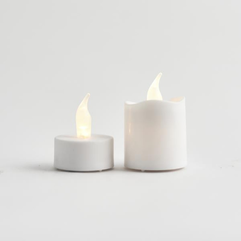 BATTERY LED CANDLE LIGHT, WHITE, PLASTIC, SET 16PCS, WITH FLAME EFFECT, BATTERIES INCLUDED 3,8x4,7, 3,8 x 6cm 147-15124