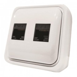 ДВОЕН КОМПЮТЪРЕН КОНЕКТОР RJ45 БЯЛ IP20