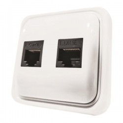 ДВОЕН КОМБИНИРАН КОНТАКТ RJ11/RJ45 БЯЛ IP20