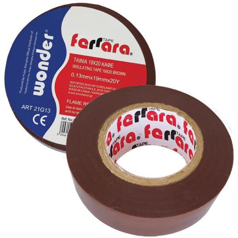 ИЗОЛАЦИОННА ЛЕНТА PVC КАФЯВА 19X20М