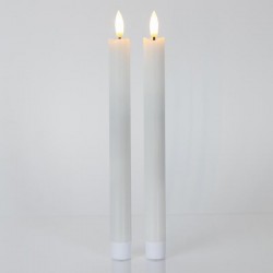 BATTERY OPERATED CANDLE, WITH FLICKERING FLAME, WHITE, TIMER, 2,2x24cm, SET 2 PCS 147-15137