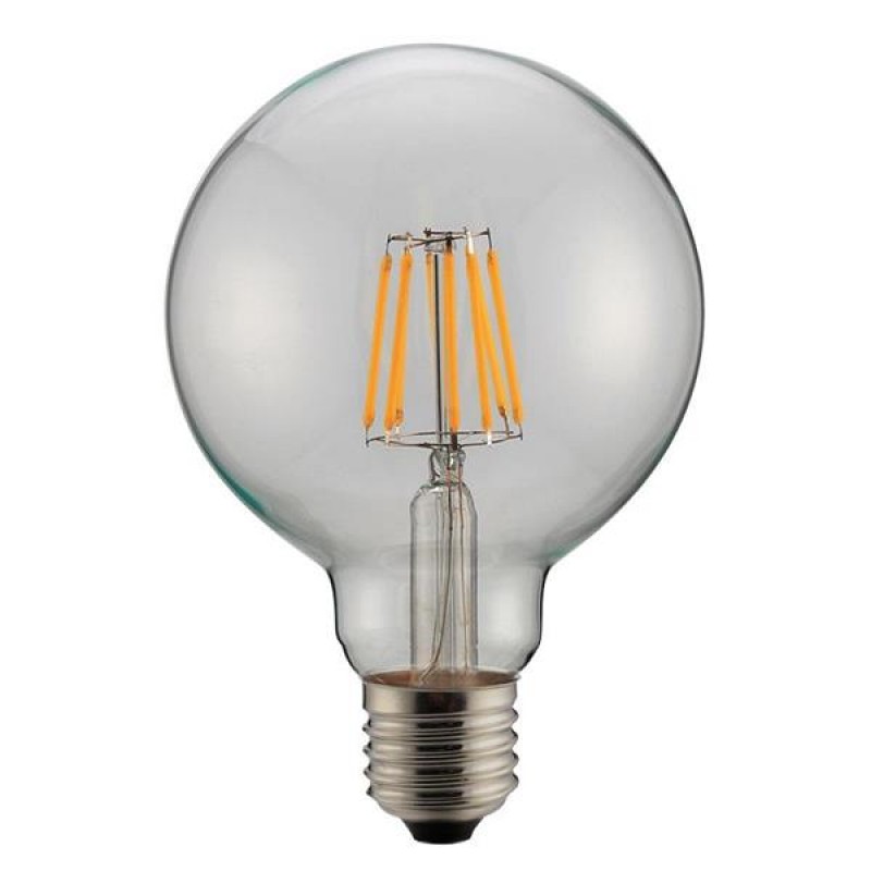 LED LAMP GLOBE G95 FILAMENT 8W Ε27 6500K 220-240V DIMMABLE CLEAR 147-81436