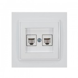 ДВОЙНА ТЕЛЕФОННА БУКСА RJ45 CAT3 БЯЛА